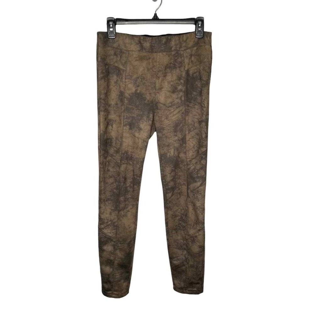 Anthropologie Nori Faux Suede Tie Dye Pants Pull-On Cropped Olive Green Small